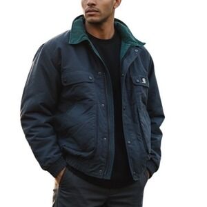 VINTAGE Y2K Carhartt Arctic Quilt Lined Bomber Mens L Navy Green Workwear Coat